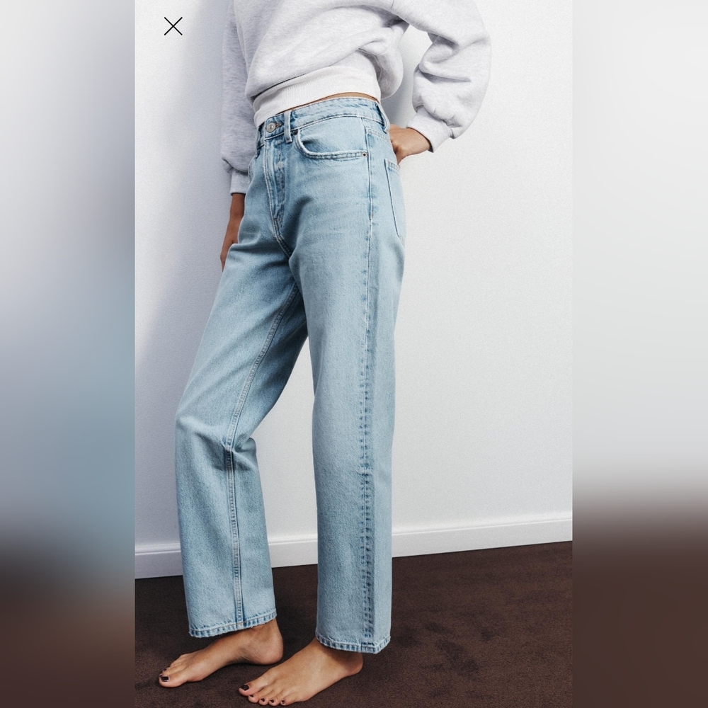 Zara~Straight Leg,High-Waisted Jeans